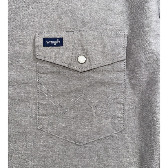 Wrangler Shirt Men's 2XL Western Pearl Snap Long Sleeve Gray Cotton - Picture 5 of 10